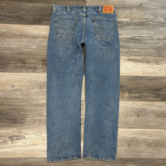 Levis 505 Mid Wash Faded Blue‎ Mens 37x31 Regular Straight Denim Jeans Red Tab - Picture 3 of 14